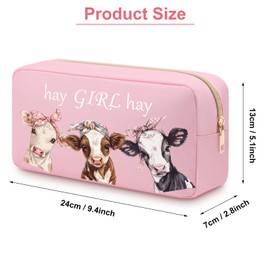Cows Makeup Bag for Cow Lovers Women Animal Lovers Cosmetic Bag Zipper Purse Cow Themed Gifts for Friends Cow Lovers Nurse Mom BFF Western Stuff Oxford Cloth Makeup Bag Zipper Purse
