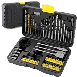 Hi-Spec Drill Bit Set: Multi Steel Drill Bits and Screw Nut Driver Bit Set. HSS Metal, Masonry, Brad Point Bits and Hole Saws for Drilling Metal, Wood, Brick and Concrete
