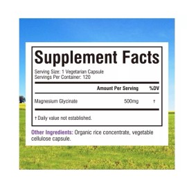Innate Vitality Magnesium Glycinate 500 mg, Chelated for Maximum Absorption, 120 Veggie caps
