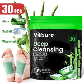 50PCS Deep Cleansing Foot Detox Pads, Herbal Foot Care with Aloe, Sea Salt & Tourmaline, Adhesive Sheets for Relaxation, Fatigue Relief & Better Sleep