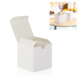 25 pcs Gift Boxes with Lids, Kraft Paper Favor Boxes for Bridesmaid Proposal, Wedding, Christmas, Crafting, Cupcake, Party Favors, White, 8 * 8 * 8 cm
