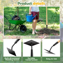 Otoolling 2 Pcs 55 Inch Diamond Hoe Long Handle Weeding Tool Push Pull Action Garden Hoe with Forged Steel Diamond Head 4 Sharp Edges Weed Without Bending for Digging Hoeing Loosing Soil