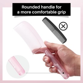 RHOS RHOS Detangler Hair Comb for Women and Men-Wide Tooth Comb for Curly,Thick,Wavy,Long Hair,Large Tooth Detangling Comb for Wet and Dry Hair-Styling Essentials Round Handle Hairdressing Comb(Pink)