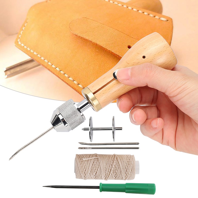 Stitching Awl Kit Non-Slip Handle DIY Leather Fabric Hand Craft