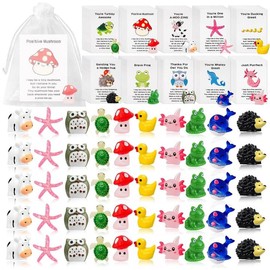 GKOPLUS 100 Set Employee Appreciation Gifts Bulk for Coworkers Staff Thank You Gifts - Funny Resin Animal Favors Ducks Owls Turtles Stars Whales with Inspirational Note Cards Office Pocket Pun Favors