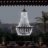Hanging Solar Lantern Outdoor, 28” Modern Clear Crystal Acrylic Chandelier