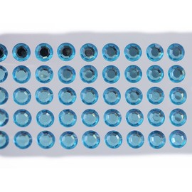 12 mm SS50 Blue Aqua - Diamantes de imitación acrílicos autoadhesivos de plástico para la cara, joyas corporales para tarjetas de bricolaje e invitaciones, manualidades, 5 hojas, 250 piezas