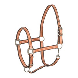 HORZE Adepto Adjustable Horse Halter | Soft, Durable Polyester - Coral Gold - Pony