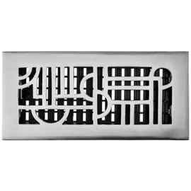 Decor Grates ADA410-NKL 4-Inch by 10-Inch Art Deco Aluminum Nickel Floor Register, Cast Aluminum with Brushed Nickel Finish