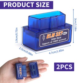2-teiliges OBD2-Autodiagnosetool, OBD2 Bluetooth, OBD2-Autodiagnose für mehrere Marken, Mini-Bluetooth-OBD-II-EOBD-Scanner-Adapter, Kfz-Motordiagnosetool, Fehlercodeleser