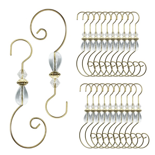 Furimuk 20 Pcs Christmas Ornament Hooks Beaded Hangers with Clear