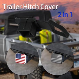 2Packs 2 Inch Trailer Hitch Cover, American Flag Tow Receiver Tube Plug Insert Cap Fit for 2" Hitch Receivers, US Patriotic Tow Hitch Cover for Most Vehicles, SUV, RV, Pickup, ATV (Black & Red)