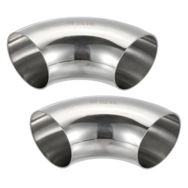 PATIKIL 2pcs 90 Degree Mandrel Bend Elbow, 2 Inch OD Steel Exhaust Elbow Exhaust Piping Connector 316 Stainless Steel for Exhaust Pipe Stair Handrail HVAC