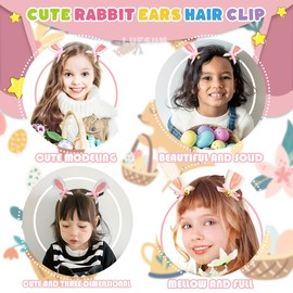 4 Pcs Easter Bunny Ears Hair Clips Stuffed Cotton Rabbit Ears Hair Accessory for Women Girl Easter Spring Hair Accessory