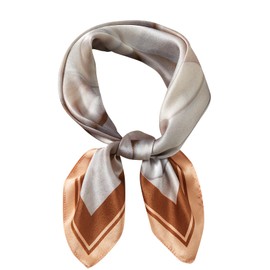 WUZININGLE 100% Silk Neck Scarf 21"x21" Small Square Silk Hair Scarf for Women Brown Bandana Lightweight Headscarf with Gift Packed