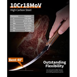 Naitesen Professional Boning Knife and Fillet Knife Set 2, Super Sharp Outstanding Flexibility 10Cr18Mov High Carbon Steel Full Tang Wooden Handle for Fish Meat Poultry Cutting Home Kitchen