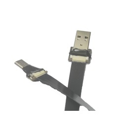 Permanent Flat Slim Thin Ribbon FPC USBC Cable USB Type-C Male Straight to Standard USB A Male Straight for sync and Charging Black (60CM)