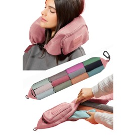 TRAVELLERO Fillable Neck Pillow, Travel Pillow Bag, Neck Pillow Aeroplane, Neck Roll, Travel Essentials, Travel Pillow, Travel Pillow, Medium Pink