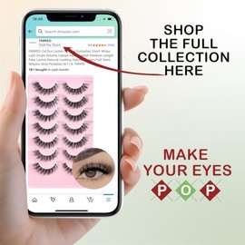 FARRED Pestañas Postizas Naturales Tipo Ojo De Gato, 7 Pares De Tiras Cortas Y Esponjosas De Visón, Pestañas Pequeñas, Aspecto Natural, Juegos Completos Para Principiantes Y Maquilladores Diarios.