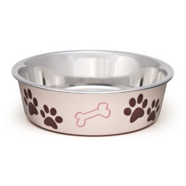 Loving Pets - Bella Bowls - Dog Food Water Bowl No Tip Stainless Steel Pet Bowl No Skid Spill Proof (Large, Paparazzi Pink)