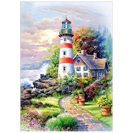 5D Diamond Painting Adult Lighthouse, Diamond Painting Pictures Adults, Diamond Painting Children Diamond Painting Pictures Diamond Painting Set 30 x 40 cm for Wall Decoration at Home