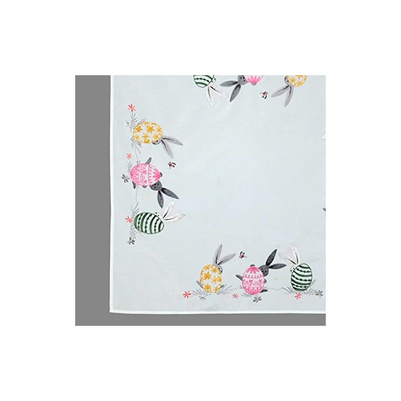 Tablecloth Ecru Colourful for Easter with Embroidery Easter Eggs and