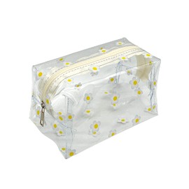 ZMZZ Cute makeup bag, transparent portable makeup bag, waterproof toiletries storage bag, large capacity pen bag (Daisy)