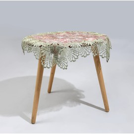 vctops Damask Lace Patchwork Tablecloth Luxury Square Small Table Cover Elegant Floral Embroidered Lace Table Cloth for Party Kitchen Dinning Picnic Decoration (Type E,22"x22")