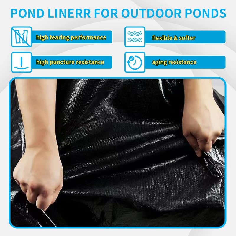 Coocure 15X20FT Reinforced PE Pond Liner, 28Mil Thickness Pond Liners