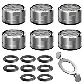 6 Pcs Tap Filter Set with 8 Gasket and Wrench,24mm Faucet Aerator,Tap Bubbler Filters Nozzle Replacement,Tap Spout Aerator Anti Splash Faucet Filters for Kitchen and Bathroom Sink Mixers