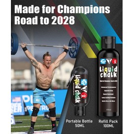 GJQ Liquid Chalk Mess-Free Gym Chalk 7’s Quick-Drying for Weightlifting, Gymnastics, Rock Climbing, Pole Dancing Sweat Resistant and Long Lasting for Stronger Hand（2 * 1.68OZ+1 * 3.38OZ）