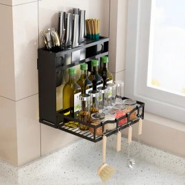 Organizador De Utensilios De Cocina Especiero Bossa Kai Color Negro