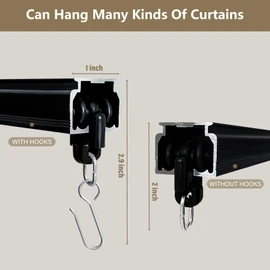 Hoeflife Ceiling Curtain Track, Curtain Track Ceiling Mount, Room Divider Curtain Rod or Wall with Rolling Hooks, Ceiling Shower Curtain Tracks Perfect for Privacy in Open Rooms (3-6ft, Black)