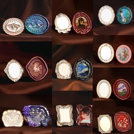 3D Frame Wax Seal Stamp, ONWINPOR Frame Relief Carving Wax Sealing Stamp, Frame Wax Stamp Head with Imitation Crystal Handle, Wax Sealing for Wedding Invitations, Letter Sealing (M9)