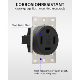 GELRHONR Nema 14-60R Flush Mounting Receptacle, 60 Amp 125V 250V Power Outlet, for Generator, Welders, Plasma Cutters and More, 3 Pole 4 Wire, Grouded (NEMA 14-60R)