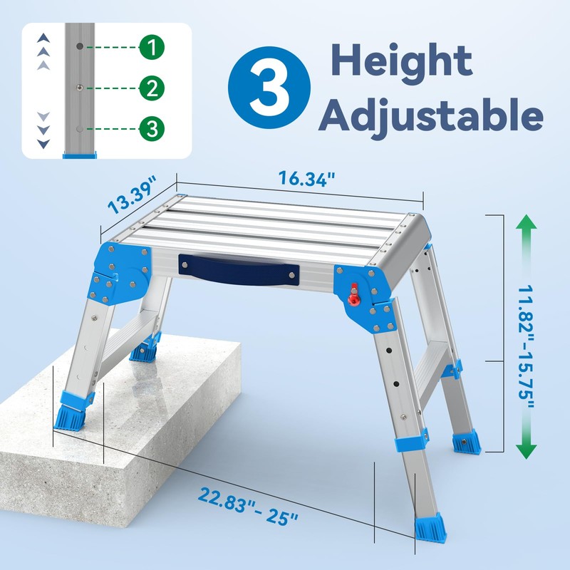 Loyoda 600lbs Work Platform, Foldable Step Stool with One-Click Folding