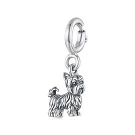 Dog Pendant Elephant Opening Buckle Hamster Charms DIY 925 Sterling Silver Bead fit Love of Paper Clips Bracelet for Women (Yorkshire Terrier Charms)