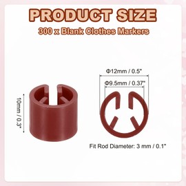 PATIKIL 300Pcs Clothes Hanger Marker Blank Plastic Garment Tags Size Hanger Markers Fit 3mm Rod for Garment Color Coding Snap Labels Accessories, Dark Red