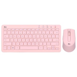 Rii RKM709 2.4 Gigahertz Ultra-Slim Wireless Keyboard and Mouse Combo, Multimedia Office Keyboard for PC, Laptop and Desktop,Business Office(Pink)-New