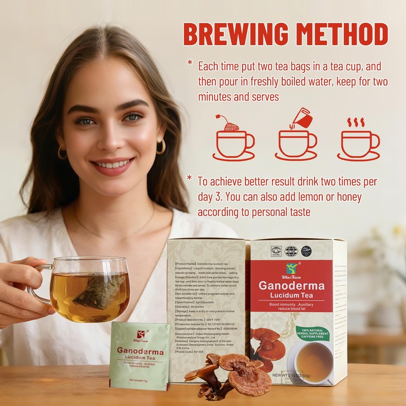 Wins Town Ganoderma Lucidum Tea, Organic Reishi Mushroom Herbal Tea