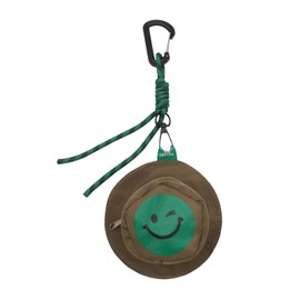 FuninCrea Mini Coin Purse, Polyester Purses for Women and Men, Hat Shape Key Pouch with Face Pattern, Portable Mini Coin Pouch with Clip for Keys, Headphones, Coin (Khaki)