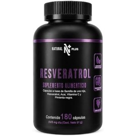 Natural Plus Resveratrol 1010 mg por porción, 180 cápsulas, 90 días.