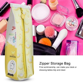 GLOGLOW Cartoon Milk Stationery Bag, PU Creative Milk Box Pen Pencil Case Milk Carton Pencil Cases Large Capacity Storage Bag (Yellow)