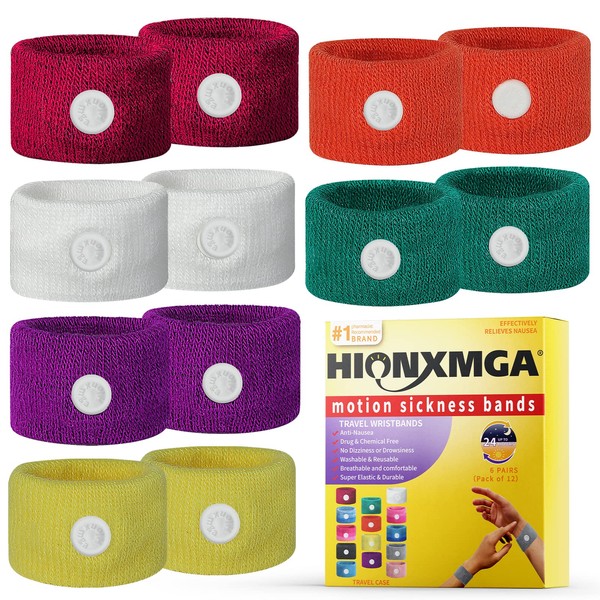 HIONXMGA Motion Sickness Bands/Acupressure Nausea Wristband for Nausea,Sea Sickness Wristbands for Natural Relief of Morning Sickness,Dizziness, Motion Sickness(Car, Sea, Flying Travel Sickness)