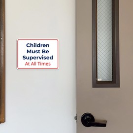 Classic Framed Plus Children Must Be Supervised At All Times Door or Wall Sign | Child Safety Business Signs - Large