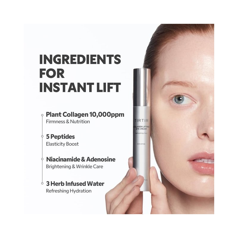 Crema para ojos TIRTIR Collagen Lifting con aplicador de rodillo