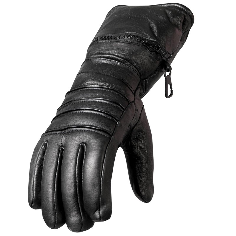 Hot Leathers Gauntlet Gloves with Quilted Lining (Black, Large)