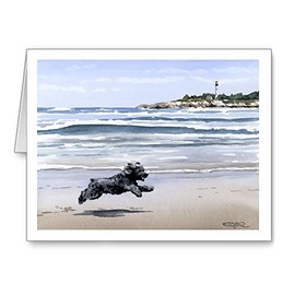 DJ Rogers Fine Art Black Cockapoo at the Beach - Set of 10 Cockapoo Note Cards With Envelopes