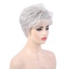 Emmor Short Silver Grey Human Hair Wigs for Women Blend