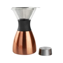 Asobu Insulated Pour Over Coffee Maker (32 oz.) Double-Wall Vacuum, Stainless-Steel Filter and Take on the Go Carafe (Copper)